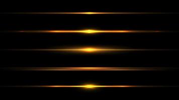 satz von elementen horizontaler glühender lichtstrahleffekt lokalisiert auf schwarzem hintergrund vektor
