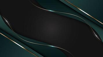 3d eleganter abstrakter Hintergrund grüne Streifen Wellenform mit goldenen Kurvenlinien vektor