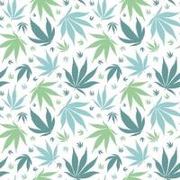 Marihuana-Hintergrundvektor. nahtloses muster der cannabis-silhouette. grüne und blaue unkrautblätter auf transparentem hintergrund vektor