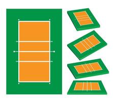 3D-illustration av volleybollplan eller fältuppsättning vektor