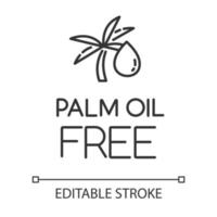 Palmölfreies lineares Symbol. Bio-Lebensmittel ohne gesättigte Fette. produktfreie Zutat. natürliche Mahlzeiten. dünne Liniendarstellung. Kontursymbol. Vektor isoliert Umrisszeichnung. editierbarer Strich