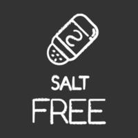 salt fri krita ikon. ekologisk mat utan natrium, sulfater. produktfri ingrediens. näringsrik kost, hälsosam kost. naturliga måltider för personlig vård. isolerade svarta tavlan vektorillustration vektor