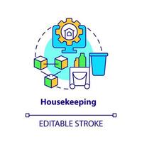 Housekeeping-Konzept-Symbol. Immobilienverwaltungssystemmodul abstrakte Idee dünne Linie Illustration. isolierte Umrisszeichnung. editierbarer Strich. vektor