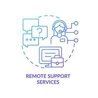 Remote-Support-Services blaues Farbverlauf-Konzept-Symbol. computerdienste für unternehmen abstrakte idee dünne linie illustration. isolierte Umrisszeichnung vektor