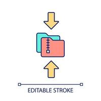 RGB-Farbsymbol für Datenkomprimierung. Archiv von Dateien zur Datenverschlüsselung. Informationsübermittlung. isolierte Vektorillustration. einfache gefüllte Strichzeichnung. editierbarer Strich. vektor