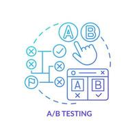 ab testa blå gradient koncept ikon. undersökning av kundupplevelser. digital marknadsföring abstrakt idé tunn linje illustration. isolerade konturritning. vektor