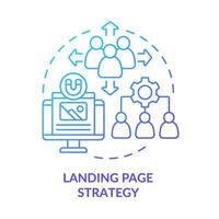 Landing Page Strategie blaues Farbverlauf-Konzept-Symbol. digitales Marketing, das eine dünne Linie der abstrakten Idee bietet. isolierte Umrisszeichnung. vektor