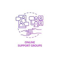 online supportgrupp lila gradient koncept ikon. mental hälsa terapi abstrakt idé tunn linje illustration. anonymt chattrum. isolerade konturritning vektor