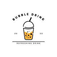 Bubble-Drink-Tee-Logo. gut für Boba-Milchshake, Thai-Tee, Perle, süßes Getränk aus frischem Fruchtsaft. Vektorgrafik vektor