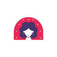Logo-Designvorlage für das Gesicht der schönen Frau. Haare, Mädchensymbol. abstraktes designkonzept für schönheitssalon, massage, magazin, kosmetik und spa. Premium-Vektor-Symbol.