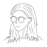 kvinnlig karaktär med glasögon i linjekonststil vektor
