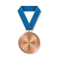 Bronze-Sportmedaille für Gewinner mit blauem Band vektor