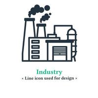 industrieller Symbolvektor isoliert auf weißem Hintergrund. Symbolzeichen für Industriefabrikgebäude für Web- und mobile Anwendungen. vektor