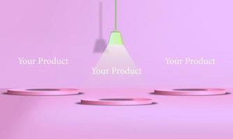 rosa mock up podium 3d bakgrund för trendiga illustrasi produktfoto, vektordesign eps 10 vektor