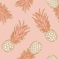 Ananas tropischen Musterdesign Hintergrund. tropisches naturverpackungspapier oder textildesign. schöner Druck mit handgezeichneten exotischen Früchten. vektor