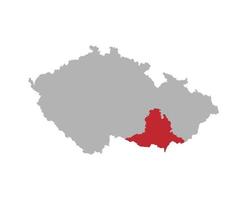 Tschechische Karte mit rotem Highlight der Region Südmähren vektor