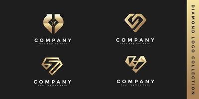 goldene farbe der diamant-logo-sammlung, luxus-diamant-logo-vektor-premium-vorlage vektor