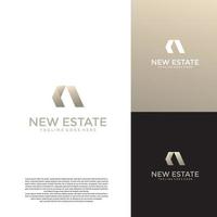 neues innovatives immobilienlogo. Gold-Logo-Design-Vorlage vektor