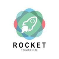 Raketen-Logo-Design, Weltraumforschungsfahrzeug vektor