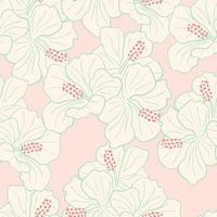 moderne tropische Blumen Musterdesign. Hibiskusblüten Hintergrund. exotisches Dschungel-Geschenkpapier. schöner Druck mit handgezeichneten exotischen Pflanzen vektor