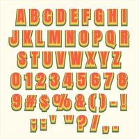 bunter Retro-Text-Effekt-Buchstaben-Alphabet stilisiert