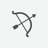 Vektorsymbol Pfeil und Bogen. isoliertes Bogenschützen-Icon-Vektordesign. vektor