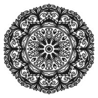 cirkulärt mönster av en mandala för henna. dekorativ svart prydnad på en vit bakgrund. antistress målarbok sida. vektor