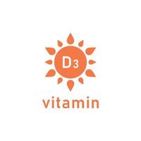 D3-Vitamin mit Sonnensymbol. pharmazeutisches Element. Vektor