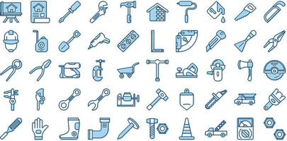 Reihe von Bau- und Werkzeugsymbolen auf transparentem Hintergrund vektor