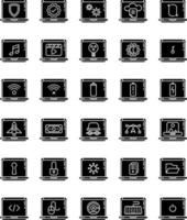 uppsättning bärbar dator och verktyg ikoner på en transparent bakgrund vektor