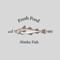 Illustrationsvektorgrafik von Alaska-Fisch, Logo für frische Lebensmittel, geeignet für Hintergrund, Banner, Poster usw. vektor