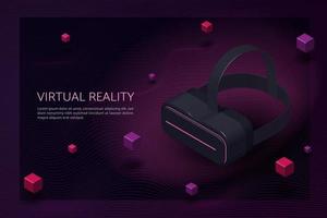 Virtual-Reality-Brille mit herumschwebenden Objekten vektor