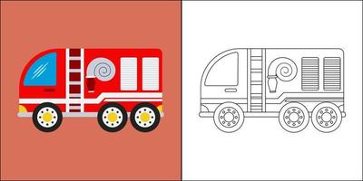 Feuerwehrauto oder Feuerwehrauto geeignet für Malvorlagen für Kinder, Vektorgrafik vektor