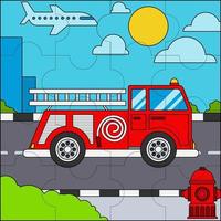 Feuerwehrauto oder Feuerwehrauto geeignet für Kinder-Puzzle-Vektorillustration vektor