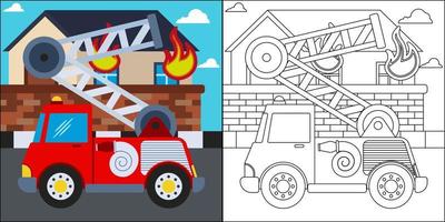 brandbil eller brandbil lämplig för barns målarbok vektorillustration vektor