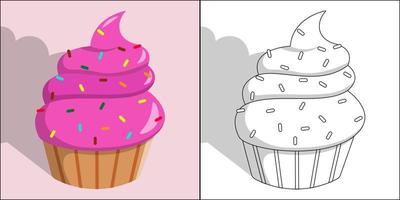 cupcake lämplig för barns målarbok vektorillustration vektor