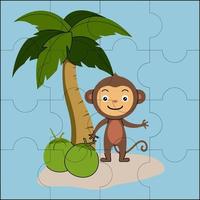 söt apa med kokosnöt lämplig för barnpussel vektorillustration vektor