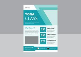 yoga studio flyer mall. fitnessträning flyer designmall, yoga online klass flyer mall, omslag, affisch, broschyr design. vektor