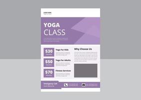 yoga studio flyer mall. fitnessträning flyer designmall, yoga online klass flyer mall, omslag, affisch, broschyr design. vektor