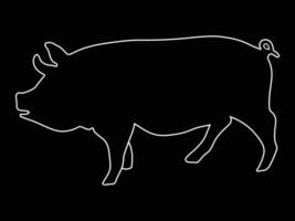 Silhouette eines Schweins auf schwarzem Hintergrund vektor