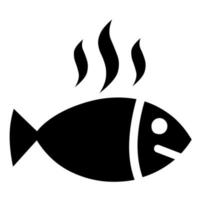 het fiskikon, grillad fisk som fortfarande är varm, lämplig för restaurang-, hotell- och cafémenykoncept. vektor illustration.