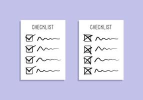 Checkliste Dokument. Aufgabe erledigt und Aufgabe rückgängig gemacht. vektor
