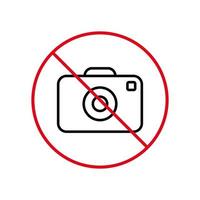 Symbol für schwarze Linie der Fotokamera verbieten. Fotografie rotes Stoppsymbol. kein erlaubtes Zonenkameraaufnahmebild verbotenes Umrisspiktogramm. Vorsicht Fotokamera verbotener Bereich. isolierte Vektorillustration. vektor