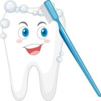 glad tandborstning själv med tandrengöringsutrustning vektor