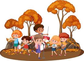 isolierter Park im Freien mit Kindermusikband vektor