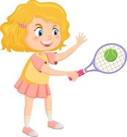 söt tjej tennisspelare tecknad vektor