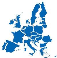 defragmentering Europeiska unionen. blå vektorkarta. vektor