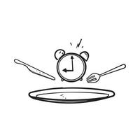 handritad doodle tid äta lunch ikon illustration vektor