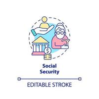 Symbol für das Konzept der sozialen Sicherheit. föderaler sozialer finanzieller schutz umfasst abstrakte idee dünne linienillustration. isolierte Umrisszeichnung. editierbarer Strich. vektor
