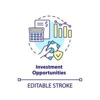 investeringsmöjligheter koncept ikon. kundvinst. försäkring förmåner abstrakt idé tunn linje illustration. isolerade konturritning. redigerbar linje. vektor